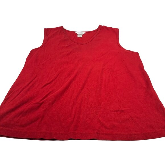 CJ Banks Women's Size 1X Top V-Neck Sleeveless Red Top Preowned - Picture 1 of 11